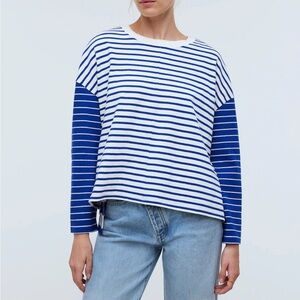Madewell Blue and White Striped Long Sleeve Tee